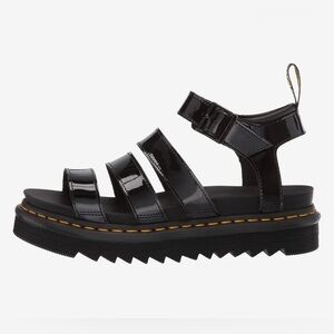 Dr. Martens Black Patent Platform Gladiator Sandals